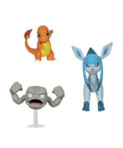 gadżet 3 minifigurki pokemon: charmander + glaceon + geodude