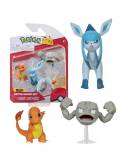 gadżet 3 minifigurki pokemon: charmander + glaceon + geodude