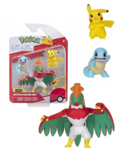 gadżet 3 minifigurki pokemon: squirtle + hawlucha + pikachu