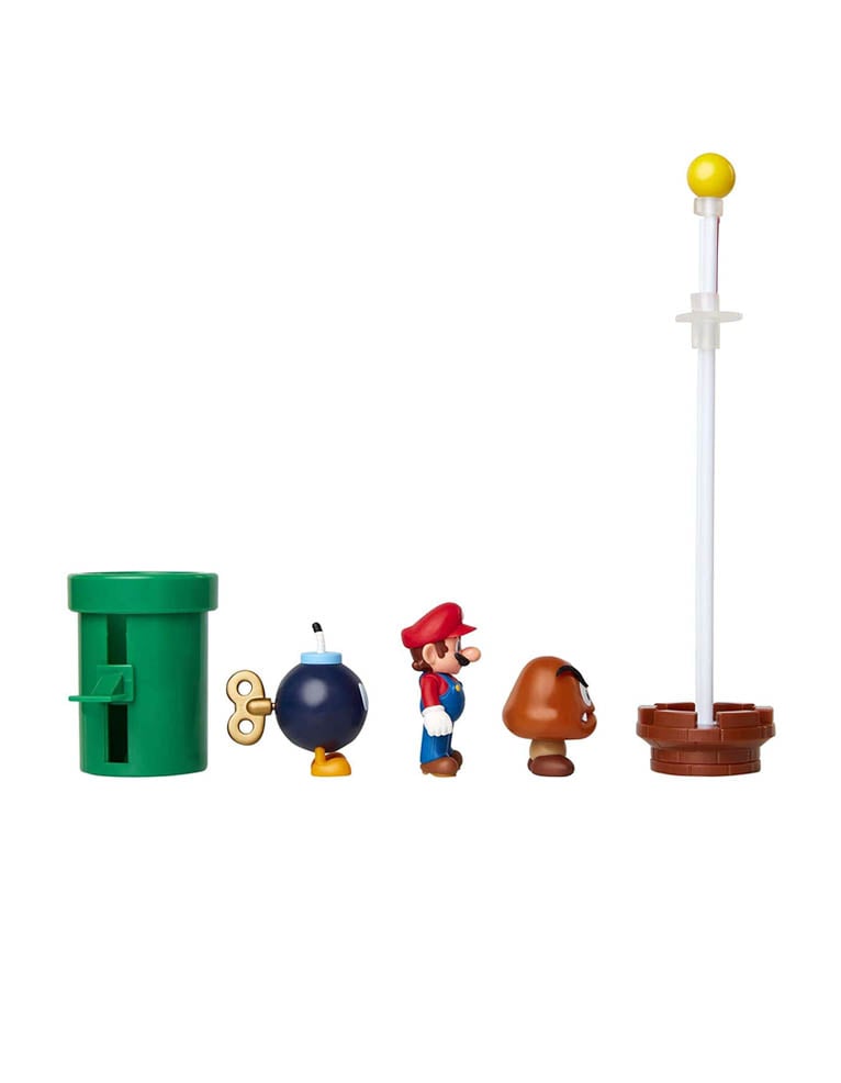 gadżet zestaw 3 figurek: mario, goomba, bob omb oraz 2 akcesoriów