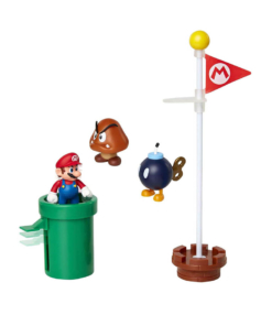 gadżet zestaw 3 figurek: mario, goomba, bob omb oraz 2 akcesoriów