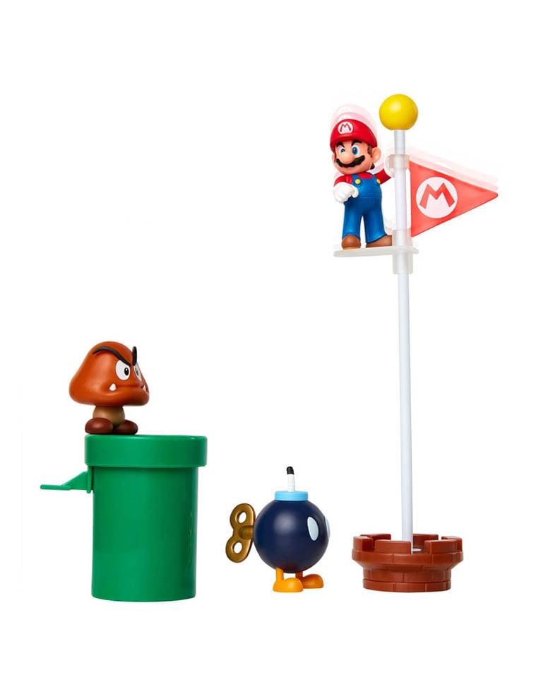 gadżet zestaw 3 figurek: mario, goomba, bob omb oraz 2 akcesoriów