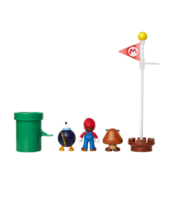 gadżet zestaw 3 figurek: mario, goomba, bob omb oraz 2 akcesoriów