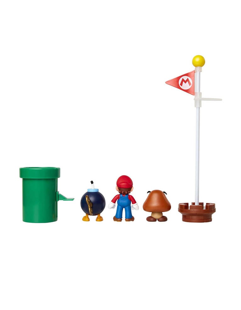 gadżet zestaw 3 figurek: mario, goomba, bob omb oraz 2 akcesoriów