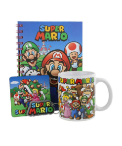 gadżet zestaw prezentowy super mario: kubek / podkładka / notes / brelok