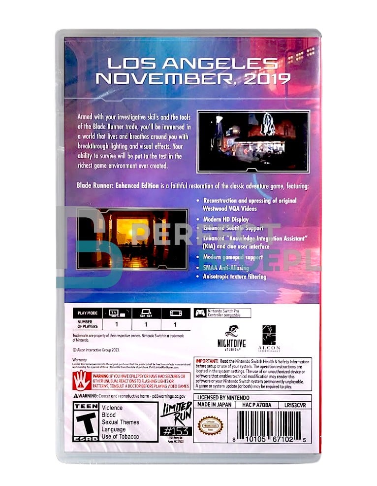 gra nintendo switch blade runner: enhanced edition / limited run! / import us