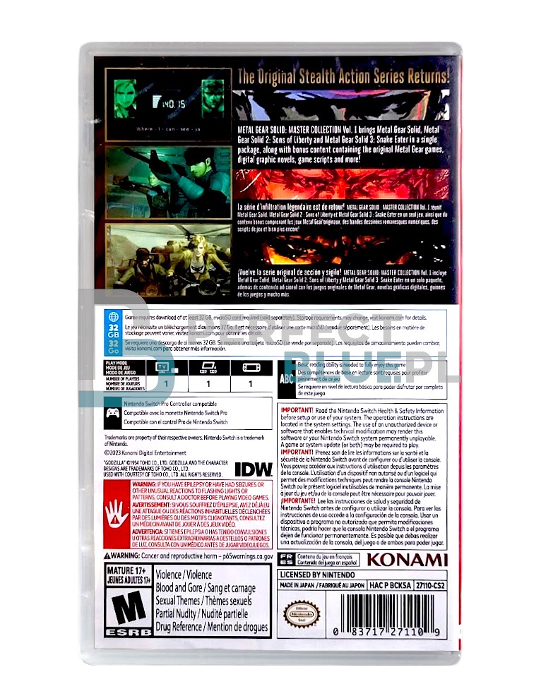 gra nintendo switch metal gear solid: master collection vol. 1 / import us
